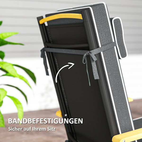 Sittdyna 120 x 47 x 9,5 cm vattenavvisande stolsdyna med knytband, nackstöd, UPF50+ utomhus sittdyna inomhus, sittdyna för hopfällbar stol, matstol, m