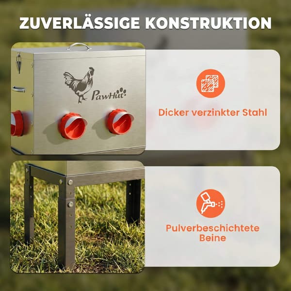 Kyllingefoderautomat 18 kg kapacitet, justerbare ben, 6 åbninger