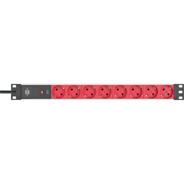 Alu-Line 8-tie 19" pistorasia kytkinrasialle PG Plug 2,00 m Musta/Punainen C14