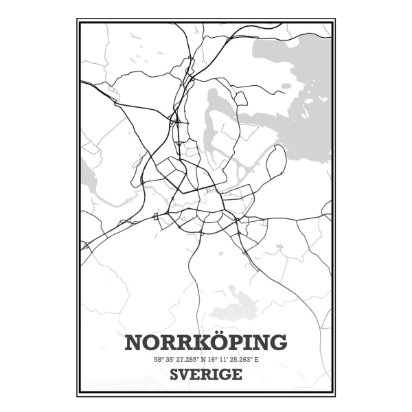 Norrköping Stad Karta Poster - 50x70 cm