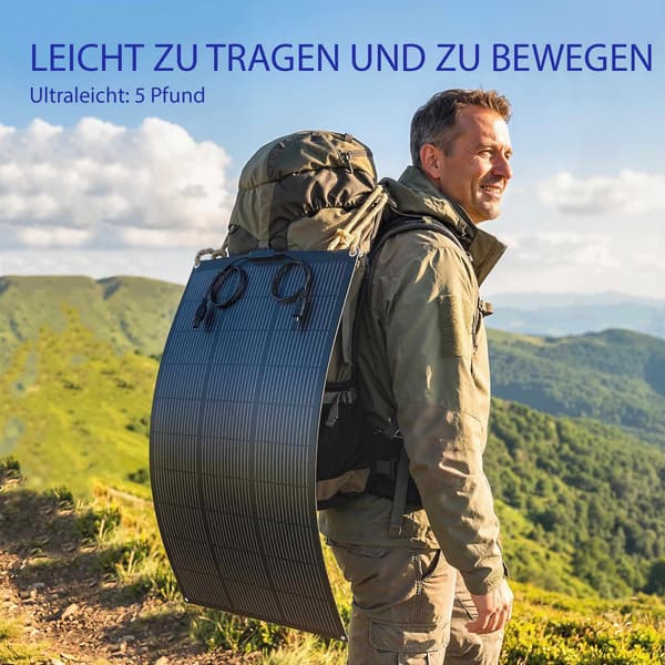100W flexibel solpanel, 24,6 % effektivitet, dubbel USB