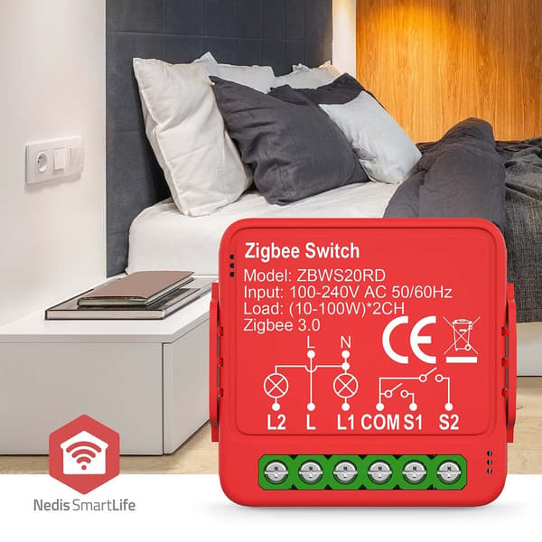 SmartLife Power Switch | Zigbee 3.0 | 2x100 W | Terminalforbindelse | App tilgængelig til: Android™ / IOS