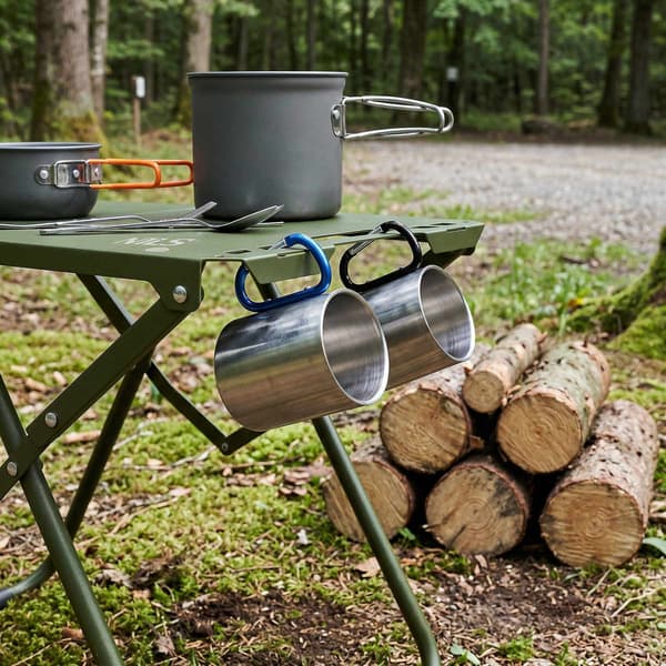 Sammenklappeligt campingbord, grønt, stålstel, bæreovertræk
