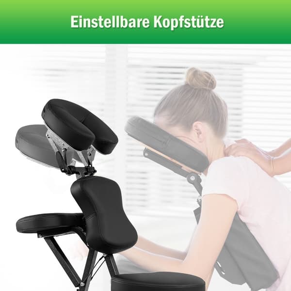 Bærbar justerbar massagestol – sort, foldbart design
