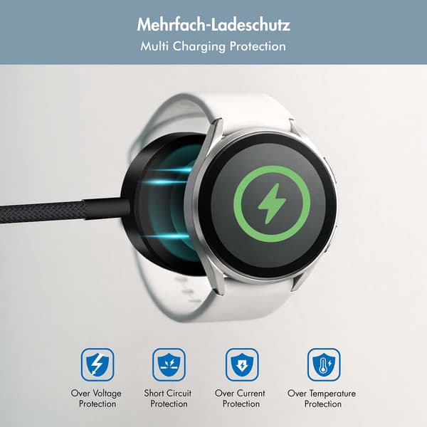 LogiLink Magnetisk Oplader til Galaxy Watch 3–8, Active 1/2, Ultra, USB-C, Sort