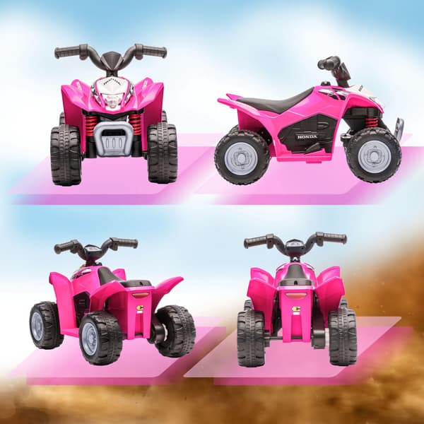 Pink elektrisk børne-quad med LED-lys, horn og brede dæk