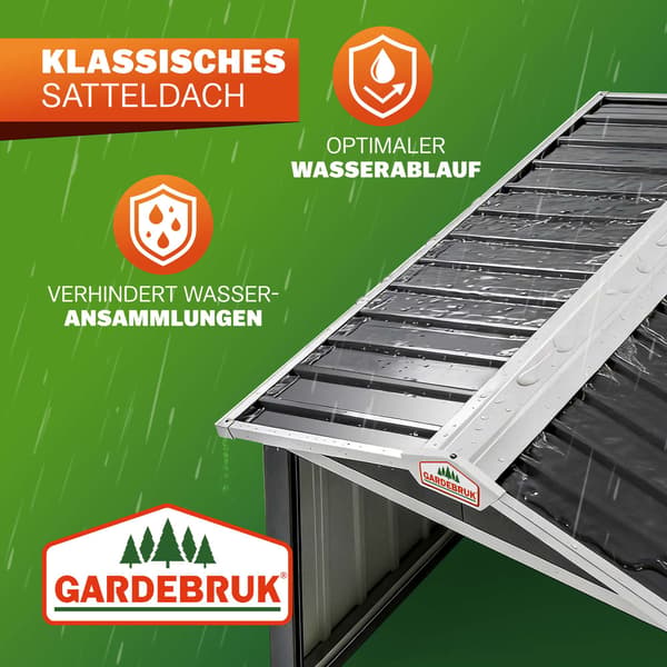 Robotgräsklippargarage, antracitfärgad metall, sadeltak