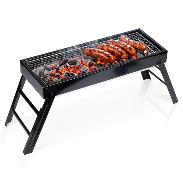 Bærbar kulgrill, foldbar stål, 77x23x31 cm