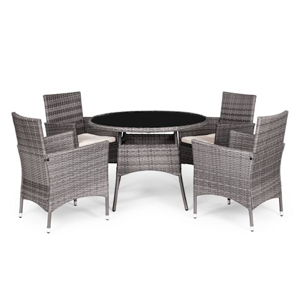 Trädgårdsmöbelset med rottingliknande finish – 4 stolar + Round Table MultiGarden