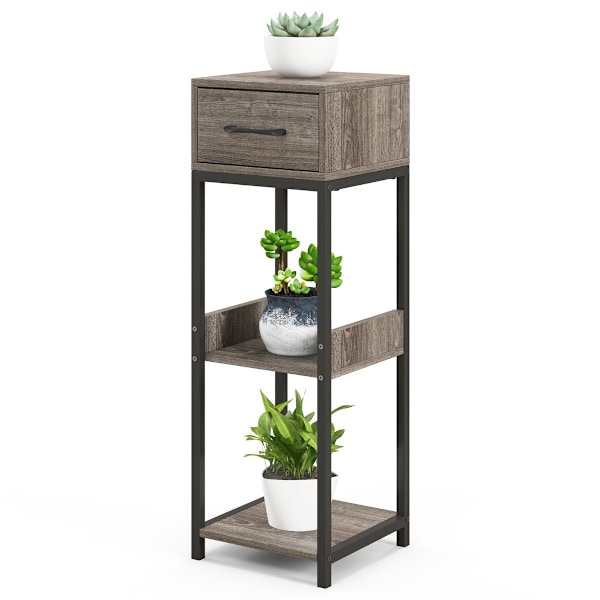 3-vånings växtställ i metall Blomstativ med trälåda 30,5 x 30,5 x 92 cm (1 förpackning)