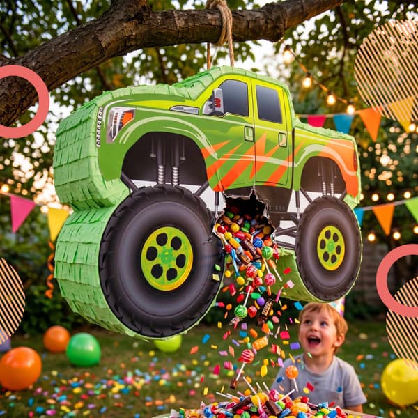 Monstertruck-piñataset – Pinne och ögonbindel ingår