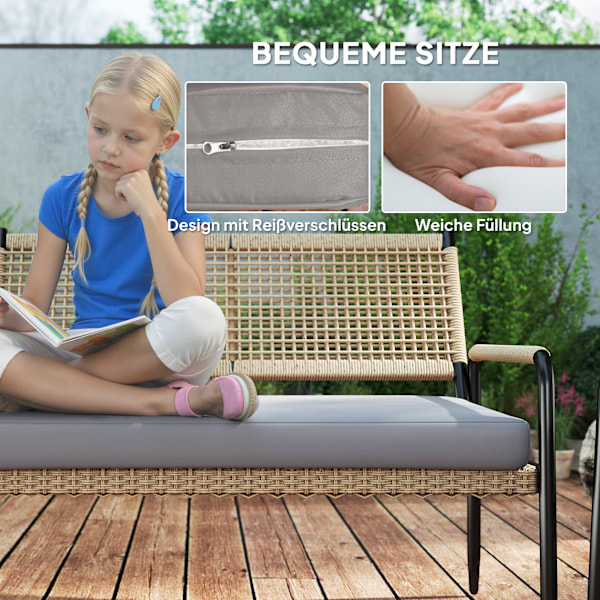 Havemøbelsæt af polyrattan loungesæt med 2 sofastole glasbordhynder vejrbestandig siddegruppe til 4 personer udendørs altanmøbelsæt havemøbler til hav