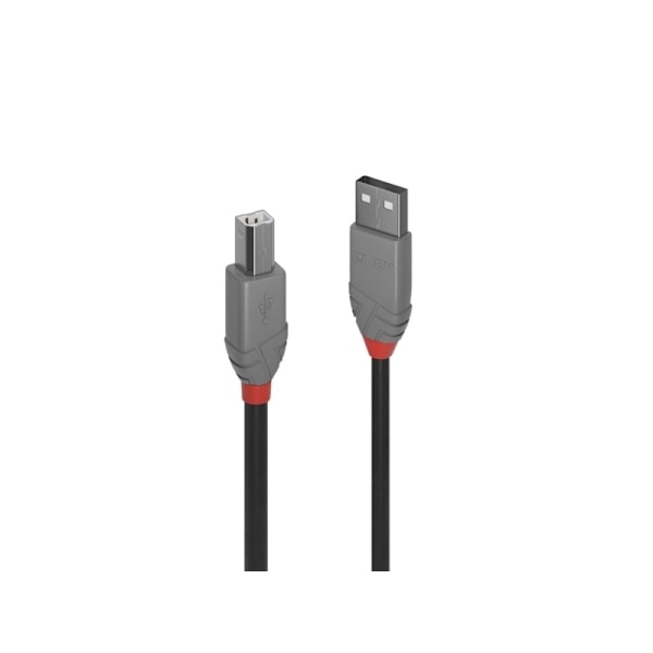 Lindy 36673, 2 m, USB A, USB B, USB 2.0, 0,48 Gbit/s, Sort