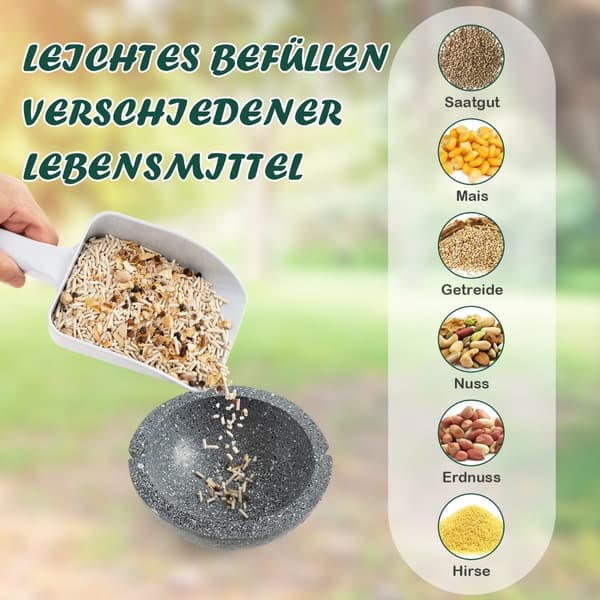 Hængende fuglefoder 2 i 1 fuglefoder & fuglebad grå