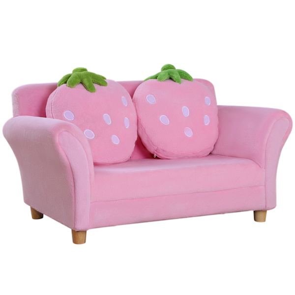 Børnesofa Strawberry Cozy Sofa Og Lænestol Til Børneværelse, Blød Sofa, Dobbelt Sofa, Enkelt Sofa, Børnestol