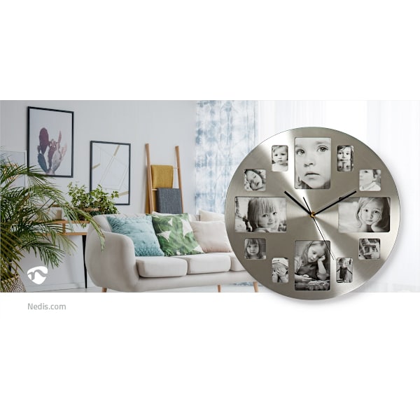 Väggklocka | Diameter: 400 mm | Metall | Silver