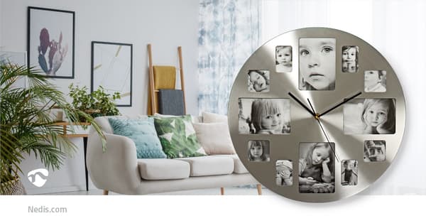 Vægur | Diameter: 400 mm | Metal | Sølv