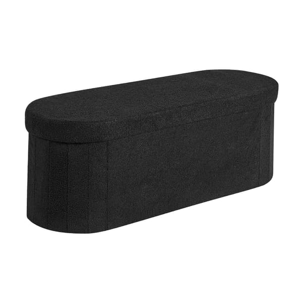 Oval bænk med opbevaring, foldbar teddyfleece, 280 kg