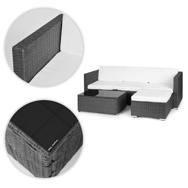 Havemøbelsæt med rattanlignende finish – Modulær hjørnesofa og bordgrå MultiGarden