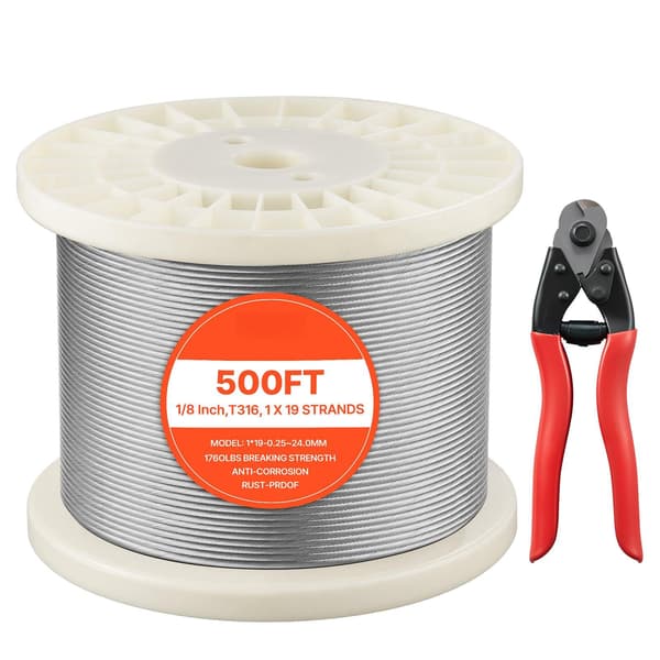 316 rostfritt stålvajer 3,2 mm, 152 m, avbitartång