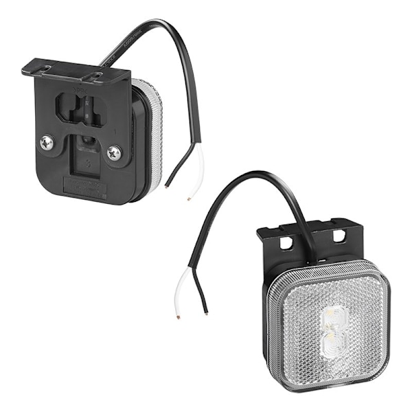 Forreste positionslygte 12/24V hvid 65 x 65 mm LED med holder