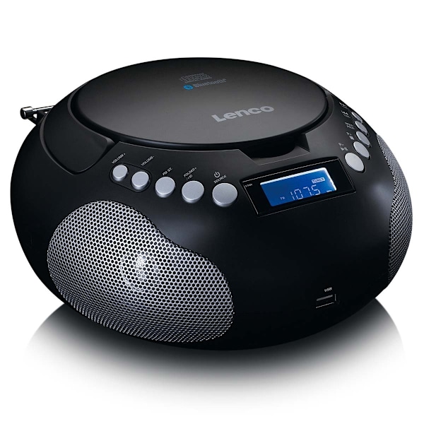 Bærbar radio CD/MP3 med USB og Bluetooth Sort