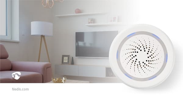 SmartLife-Siren | Wi-Fi | Strömadapter | 8 Ljud | 85 dB | Android™ / IOS | Vit