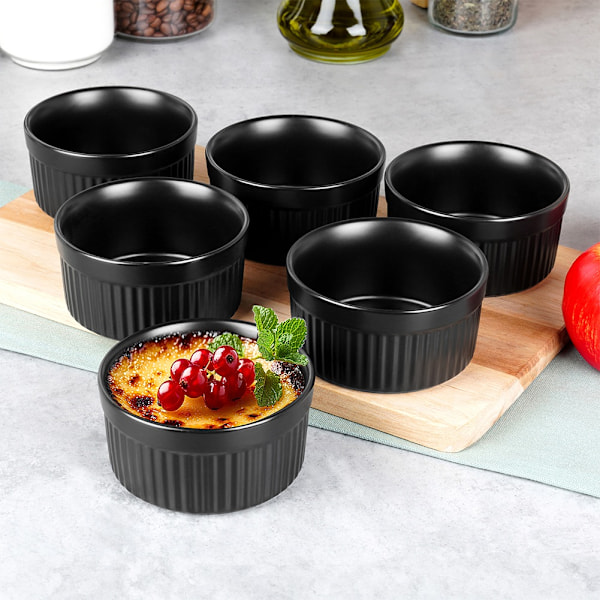 Keramiske bageskåle sorte 260 ml 6 stk.