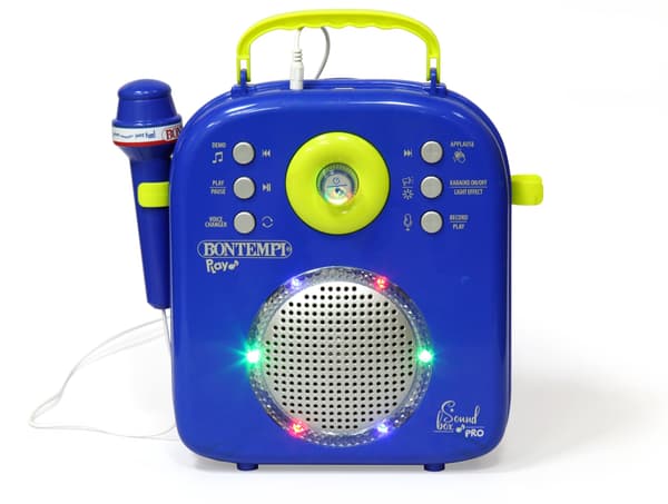 Bontempi Karaoke-ljudlåda med 2 mikrofoner och stativ, klarblå