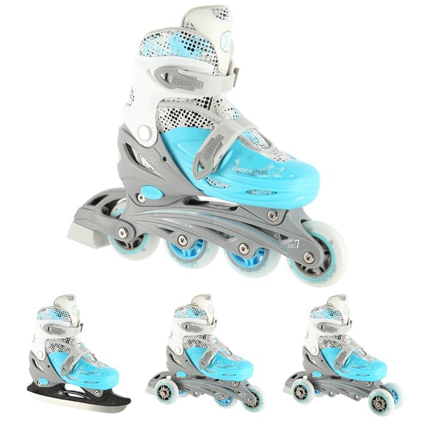 Inline/skøjter, 4-i-1, blå, størrelse M (35-38)