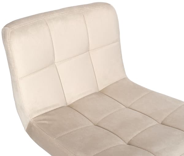 Barstol i sammet, justerbar höjd, beige, guldfärgad bas