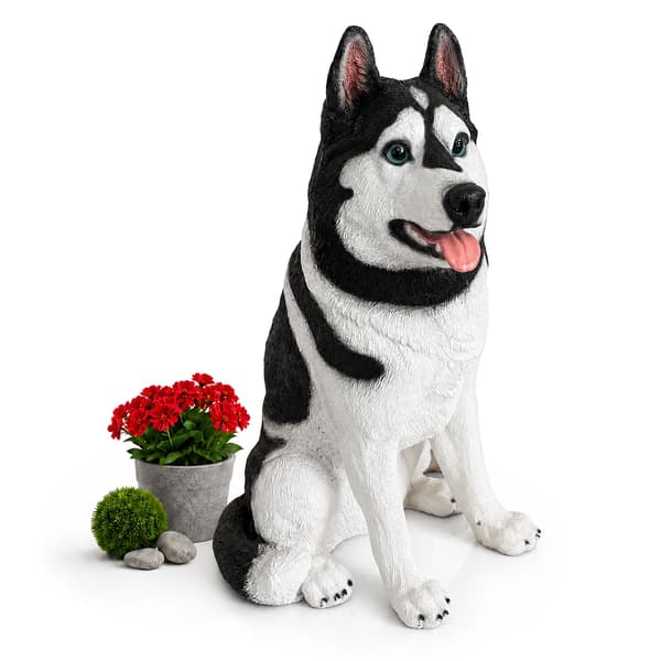 Husky havehundstatue, polyresin, 86 cm