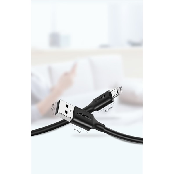 USB - mikro USB-kabel 2A 1m svart