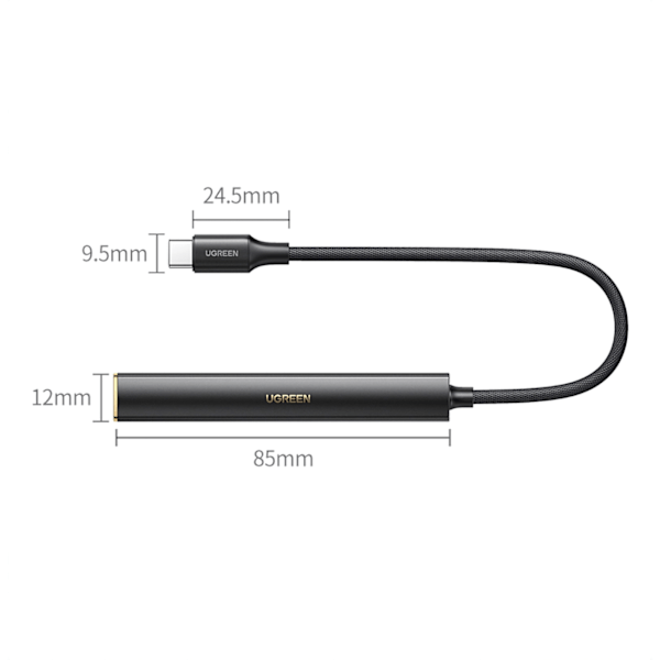 Lydhovedtelefonforstærkeradapter USB-C til 3,5 mm ministik sort