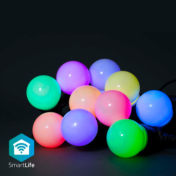 SmartLife Jouluvalot | Partylight | Wi-Fi | RGB | 10 LED's | 9.00 m | Android™ / IOS | Polttimon halkaisija: 50 mm