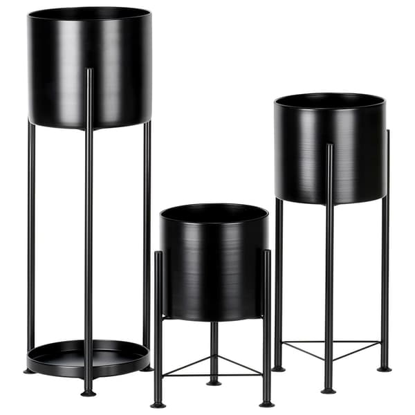 Svarta metallväxtställ set om 3 – Modern design