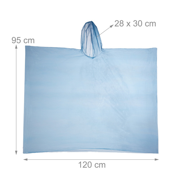 Kertakäyttöinen ponchosetti 10 kpl Blue one size