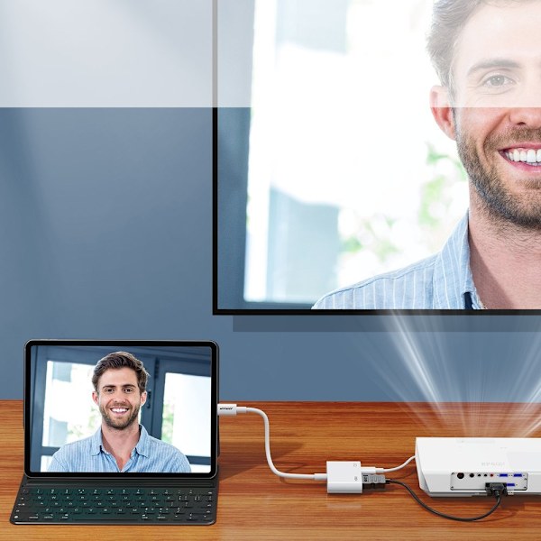 iPhone Lightning till HDMI FullHD + Lightning-adapter vit