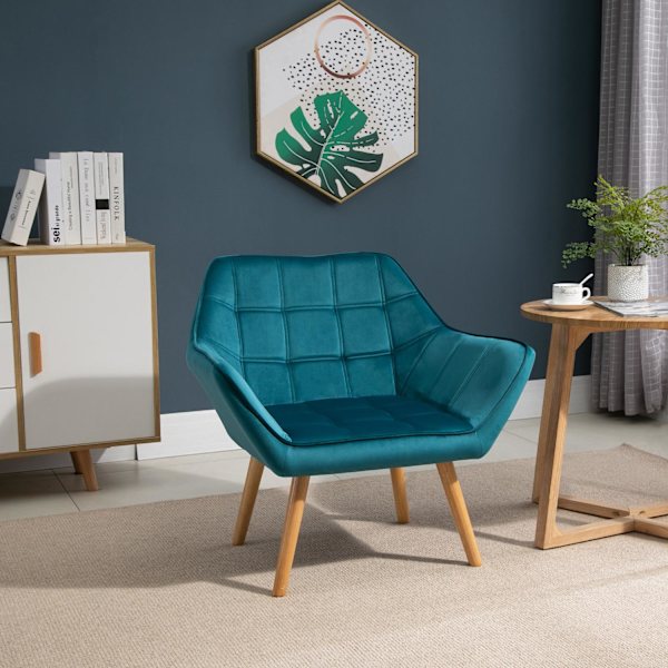 Enkeltlænestol Fløjstol Afslapningsstol, Fløjl, Hævede Ben, Fløjlslignende Polyester, Skandinavisk, Grøn, 64X62X72,5Cm