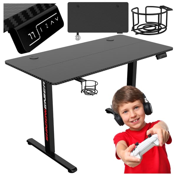 Elektrisk gamingbord, højdejusterbart, sort, 120 cm