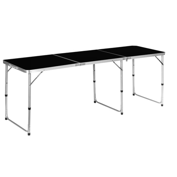 Turistbord, foldbart campingbord, sort bordplade, 180 x 60 cm