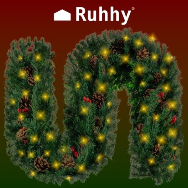 Joulukuuseppele 2,7 m Ruhhy 22322 LED-valoilla