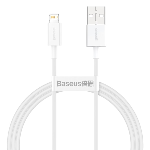 Superior-kaapeli USB-kaapeli Iphone Lightning 2.4A 1m Valkoinen