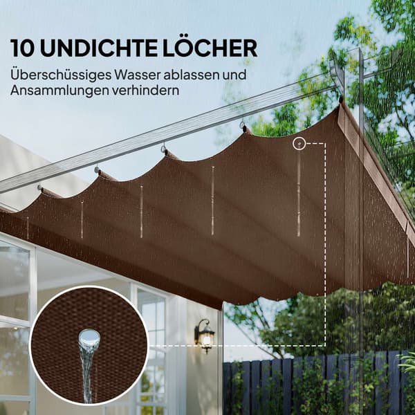 Utdragbar pergolatak, 4x3m, kaffe, polyester