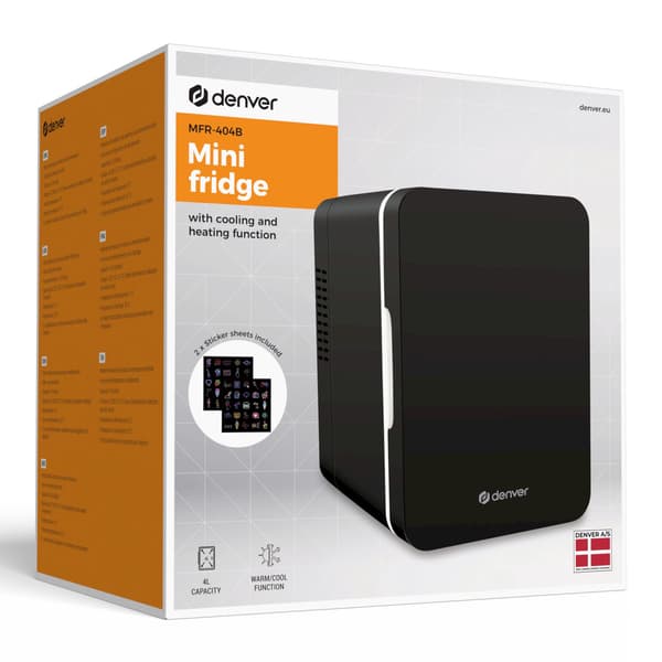 Minikøleskab/varmer, 4L, 220V + 12V, sort