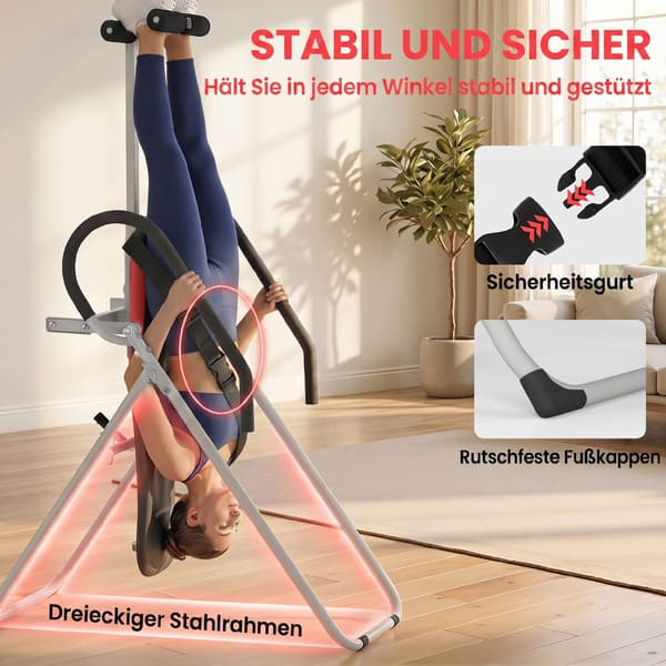 Foldbart inversionsbord, justerbar ankellås, stålramme