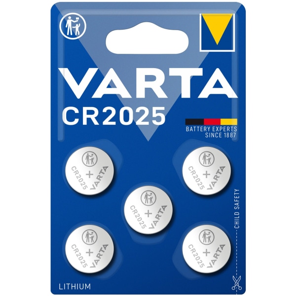 CR2025 3V Lithium Knappcellsbatteri 5-pack