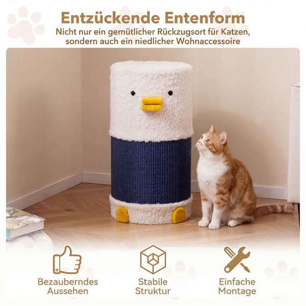 Kattehus i 2 niveauer med sisal kradsemåtte og gemmested