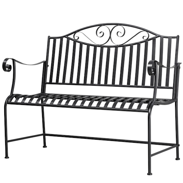 Havebænk Til 2 Personer Parkbænk Armlæn Metalbænk Havebalkon Terrasse Op Til 220 Kg Grå 155X54X96Cm