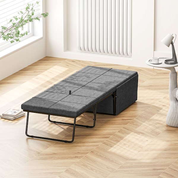 Sammenklappelig seng ca. 190x60 cm gæsteseng med 8 cm skummadras, foldbar rejseseng, voksen enkeltseng, metalseng kan holde op til 120 kg, klapseng ti